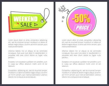 Weekend Sale Arrow Shaped Pointer Poster Advert Stock Illustration