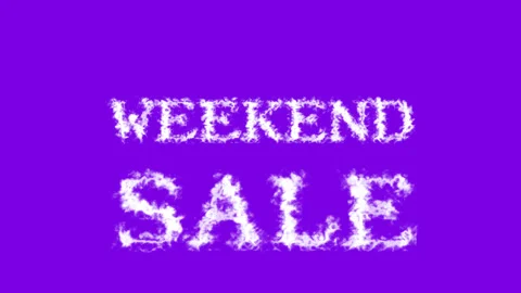 Weekend Sale cloud text effect violet isolated background Stock Footage 139636428
