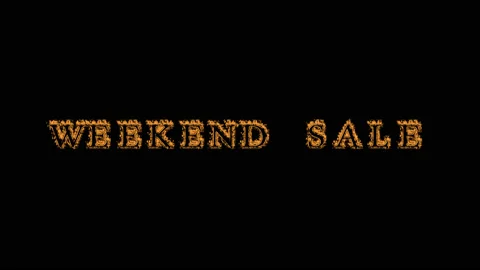 Weekend Sale fire text effect black background Stock Footage 136246088