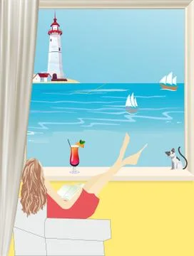 Weekend at the seaside, Stock Illustration