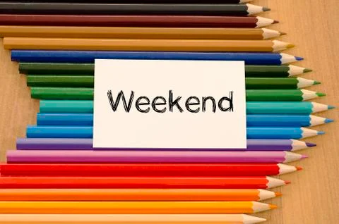 Weekend text concept over white note Stock Photos