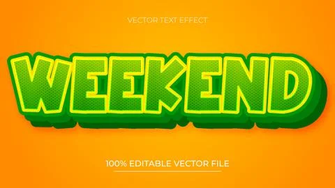 Weekend text effect style Editable text effect vector Green and Yellow Gradie イラスト素材