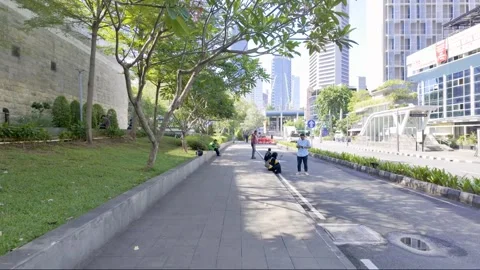 Weekend Walk When Jakarta Lights Up HI Roundabout from Java Stock Footage 299714549