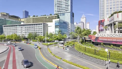 Weekend Walk When Jakarta Lights Up HI Roundabout from Java 動画素材 299714587