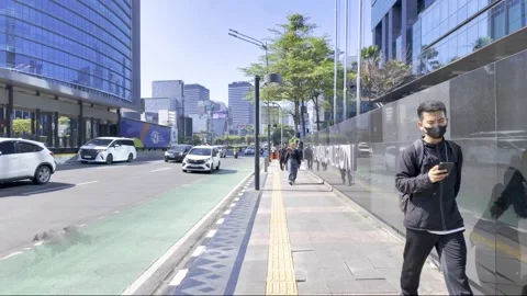 Weekend Walk When Jakarta Lights Up HI Roundabout from Java 動画素材 299715137