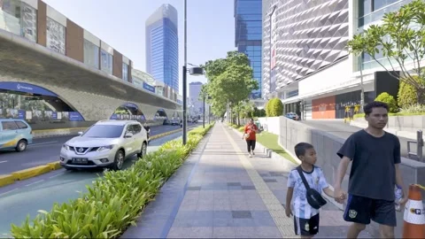 Weekend Walk When Jakarta Lights Up HI Roundabout from Java 動画素材 299715249