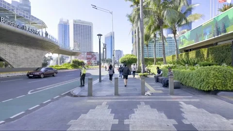 Weekend Walk When Jakarta Lights Up HI Roundabout from Java 動画素材 299715671