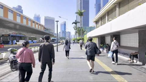 Weekend Walk When Jakarta Lights Up HI Roundabout from Java 動画素材 299715681