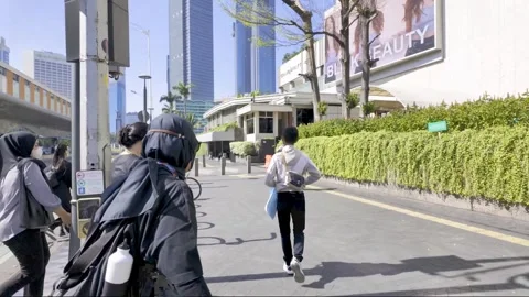 Weekend Walk When Jakarta Lights Up HI Roundabout from Java 動画素材 299715810