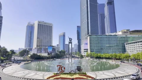 Weekend Walk When Jakarta Lights Up HI Roundabout from Java 動画素材 299715892