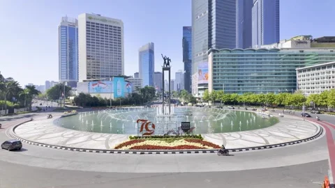 Weekend Walk When Jakarta Lights Up HI Roundabout from Java 動画素材 299715944