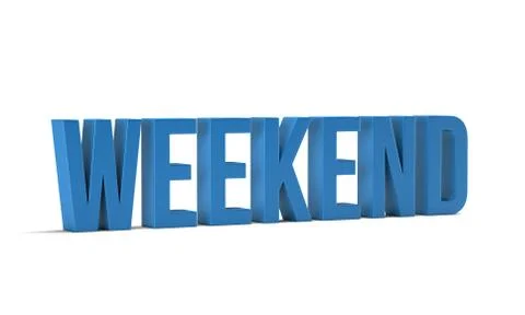 Weekend word. 3D Render illustration in white background Illustrazione stock