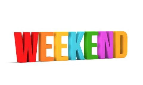 Weekend word. 3D Render illustration in white background Stock Illustration