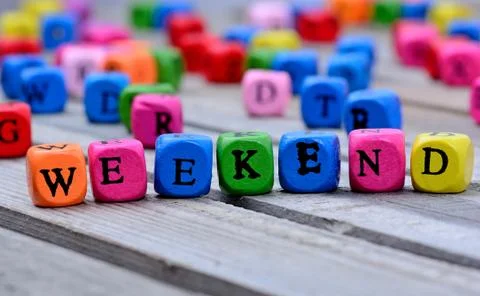 Weekend word on table Stock Photos