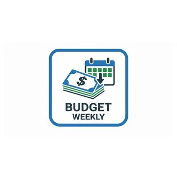 Weekly budget icon with money stack and calendar graphic Illustrazione stock