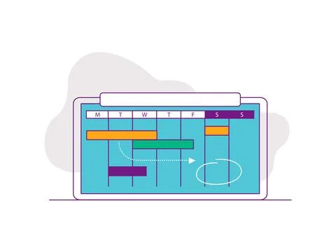 Weekly calendar planner with schedule blocks Stock Illustration