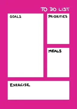 Weekly To Do List Goals, Priorities, Exercise Stock-Illustration