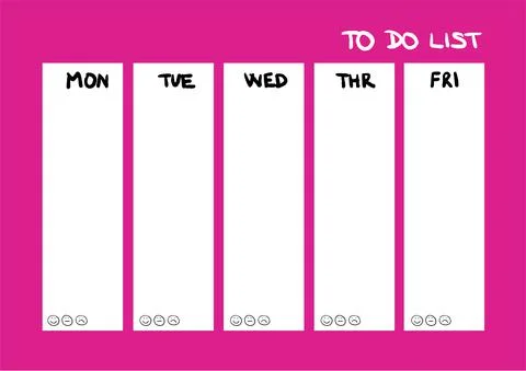 Weekly To Do List on Pink Background Stock Illustration