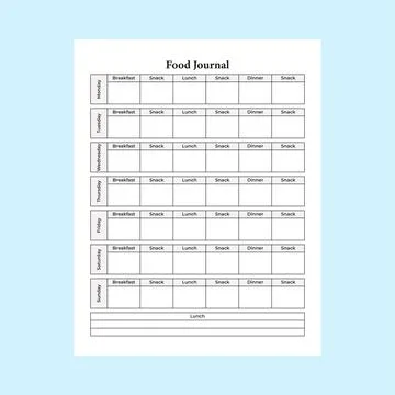 Weekly Food planner KDP interior. Food habit tracker and weekly food routin.. Stock Illustration