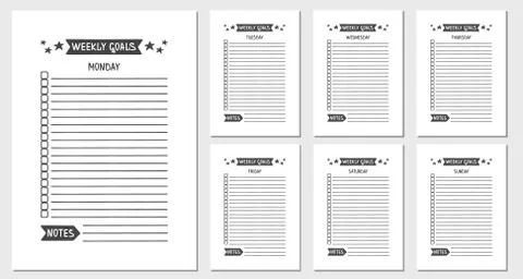 Weekly Goals. Vector Template on White Background. Stock Illustration