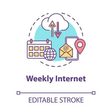 Weekly internet concept icon. Wireless connection. Network coverage. App for Stock Illustration