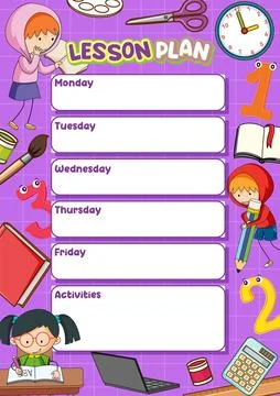 Weekly Lesson Plan Template for Monday to Friday Stock Illustration