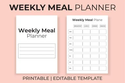 Weekly Meal Planner Printable Template Stock Illustration
