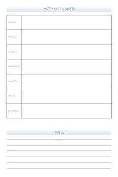 Weekly personal planner diary template in classic strict style. Monthly calen Illustrazione stock