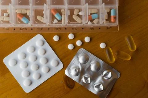 Weekly pill box Stock Photos