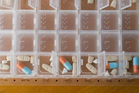 Weekly pill box Stock Photos