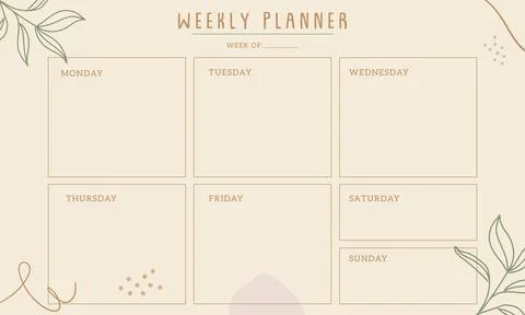 Weekly planner with abstract pattern design, vector. Modern design with stati Stock Illustration