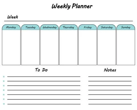 Weekly Planner Blank White Template To Do List And Notes Business Office Illustrazione stock