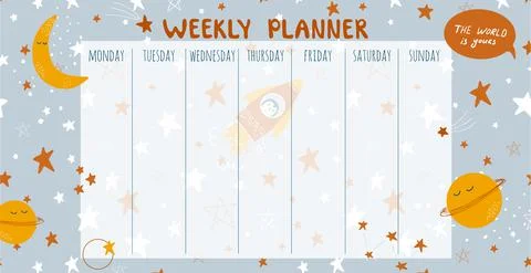Weekly planner for children Stock Illustration