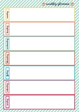 Weekly planner colorful frame Ilustração Stock