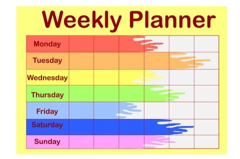 Weekly planner. Cute page for notes. Notebooks,decals, diary, school accessor Illustrazione stock