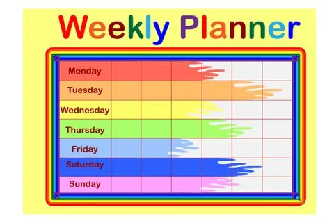 Weekly planner. Cute page for notes. Notebooks,decals, diary, school accessor Stock Illustration
