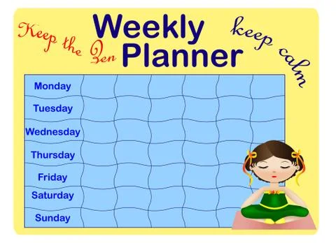 Weekly planner. Cute page for notes. Notebooks,decals, diary, school accessor Stockillustratie
