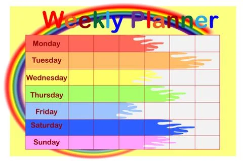 Weekly planner. Cute page for notes. Notebooks,decals, diary, school accessor イラスト素材