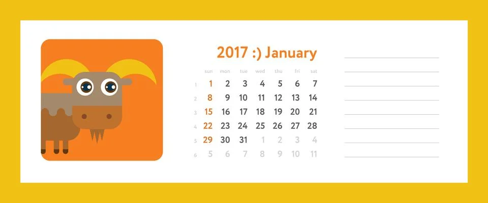 Weekly planner on january 2017 Иллюстрация