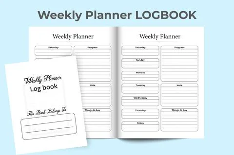 Weekly planner KDP interior. Weekly work list journal template. Weekly planne Stock Illustration