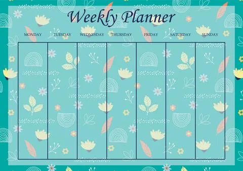 Weekly planner list worksheet design template. Blank printable goal setting s Stock Illustration