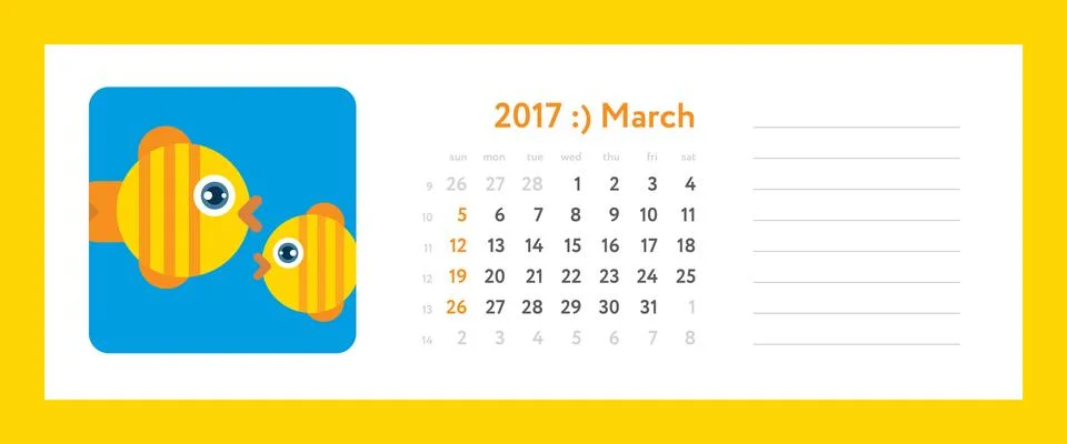 Weekly planner on March 2017 Иллюстрация