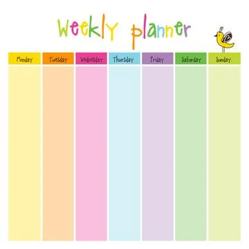 Weekly planner. Note paper, Notes, to do list. Stock Illustration