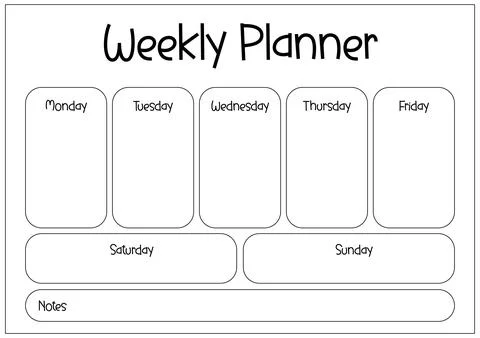Weekly planner for organized production schedule, clean and simple task lis.. Stockillustratie