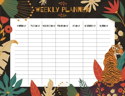 Weekly planner print concept template. Stock Illustration