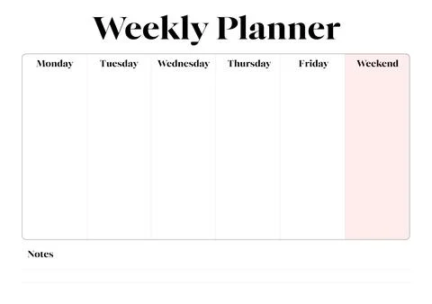 Weekly Planner Ready for A4 Print Blank Stock Illustration