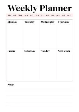 Weekly Planner Ready for A4 Print Blank Stock Illustration