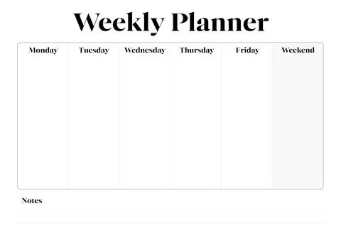 Weekly Planner Ready for A4 Print Blank Illustrazione stock