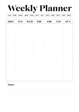 Weekly Planner Ready for A4 Print Blank Illustrazione stock