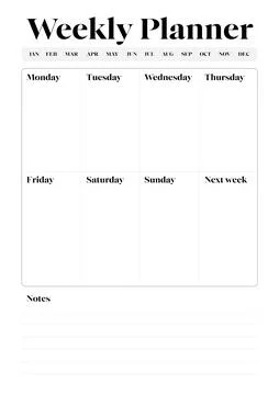 Weekly Planner Ready for A4 Print Blank Stock Illustration